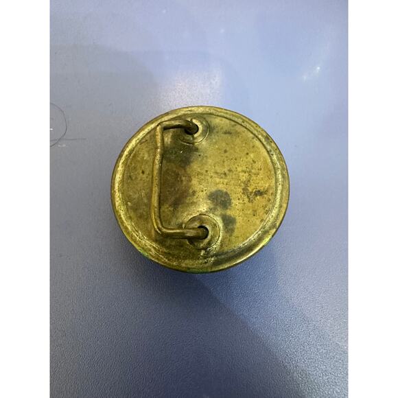 GORGEOUS VINTAGE DOMED GLASS BRASS BRIDLE ROSETTE BRASS BELT BUCKLE